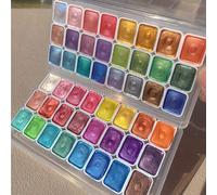 Ensemble de 24 couleurs de peinture à l'aquarelle avec reflets métalliques, tubes de 0,03 fl oz - parfait pour l'art, la calligraphie, la palette aquarelle en céramique 60 couleurs,Soleil couchant 24 