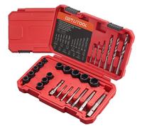 Ensemble de 27 pièces comprenant un extracteur de vis, une mallette de rangement, 19 extracteurs de vis et 6 forets