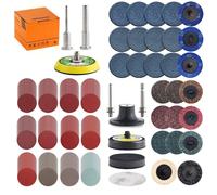 Ensemble de 270 disques abrasifs de 50 mm à velcro pour perceuses/meuleuses avec système de fixation 3/6 mm, comprenant du papier abrasif Roll Lock de grains 36 à 3000