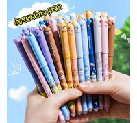 Ensemble de 28 stylos gel effaçables en forme d'animaux, encre bleue, gomme intégrée, pointe fine de 0,5 mm, design de prise en main doux et lisse, parfait pour la prise de notes et l'écriture, fourni