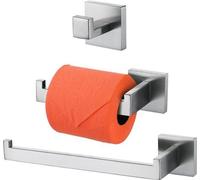 ensemble de 3 accessoires de salle de bain - acier inoxydable - porte-papier toilette porte-serviettes - montage mural - finition brossée - Q7010BR
