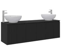 Ensemble de 3 armoires de salle de bain, couleur noire, dimensions : 49,5 x 44,5 x 65 cm