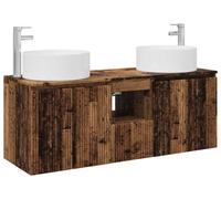 Ensemble de 3 armoires de salle de bain en bois de récupération, dimensions : 49,5 x 44,5 x 65,5 cm