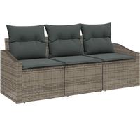 Ensemble de 3 assises de jardin vidaXL, gris, en résine tressée