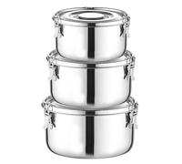Ensemble de 3 Boîtes à Lunch en Acier Inoxydable, Contenants Alimentaires avec Couvercles, 1590 ml/1040 ml/660 ml, Boîtes étanches en Acier Inoxydable pour les Collations, les Fruits, les Céréales