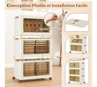 Ensemble de 3 boîtes de rangement pliables avec couvercles et roulettes