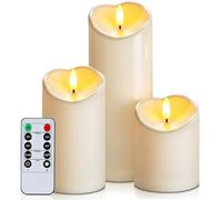 Ensemble de 3 bougies LED sans flamme, étanches (IP55), de la marque Unyqoos®, pour intérieur et extérieur, avec télécommande, minuterie et fonction de variation d'intensité lumineuse avec effet scint