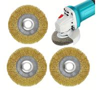 Ensemble de 3 brosses en fil de cuivre avec connecteur en fil d'acier - Tête ronde fine pour l'élimination de la rouille, le ponçage et le nettoyage - Aucun alimentation électrique requise 3pcs