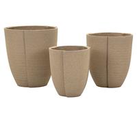 Ensemble De 3 Cache-Pots D'Extérieur Peru Tris En Polyrésine - Vases Gris Modernes Ø 43X47, 36X41,5, 30,5X34,5cm Résistants Aux Intempéries - Modernes