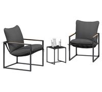 Ensemble de 3 canapés de jardin vidaXL, en acier, noir et anthracite