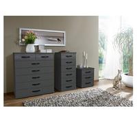 Ensemble de 3 commodes, meubles de rangement coloris Graphite, rechampis noir --