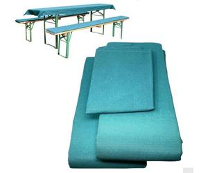 Ensemble de 3 coussins pour banc de jardin Famanu - 90x240 cm - Coussin de siège et nappe pour un ensemble de table et banc de 70 cm - couleur turquoise