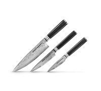 Coffret de 3 couteaux Samura en acier damassé, 9/12,5/20 cm, coffret cadeau, argent/noir