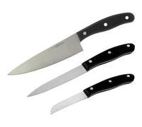 Ensemble de 3 couteaux de cuisine 20, 22 et 31 cm Nirosta Noir,Inox