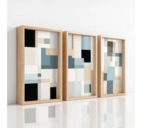 Ensemble de 3 Décorations Murales Géométrique, Impression HD pour Salon Chambre à Coucher, Posters Bloc De Couleur Formes Moderne Beige, Sans Cadre Tableau Mural 50 x 70 cm