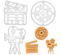 ensemble de 3 emporte-pièces sur le thème du film (motifs: bobine de film, caméra vidéo et clins), 3 pièces