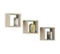 Ensemble de 3 etagères carrées AKORD 25 cm avec fixation invisible Chêne Sonoma 25 cm façade Chêne Sonoma 3 étagères 25x15x25 cm Chêne Sonoma G