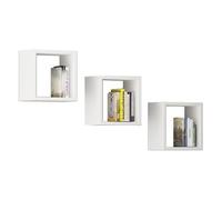 Ensemble de 3 etagères carrées AKORD Blanc 25 cm façade Blanche 3 étagères 25x15x25 cm