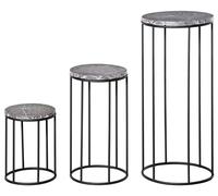 Ensemble de 3 étagères pour plantes | Couleur : Noir et gris | Dimensions : 22x22x30,5 / 25,5x25,5x48 / 30,5x30,5x70,5 cm