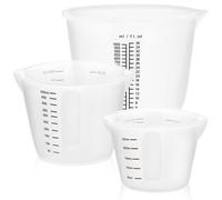 Ensemble de 3 gobelets doseurs en silicone avec graduation, 250 ml + 500 ml + 1000 ml, pour résine époxy et travaux de bricolage