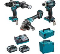 Ensemble de 3 machines 40 V max XGT (DF001G + GA005G + TD001G) - MAKITA - avec 2 Batteries 40V 4Ah - chargeur - MakPac DK0125G301