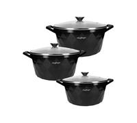 Cheffinger – Ensemble 3 marmites Cf-Diac03, 20/24/28 cm, motif diamant, noir
