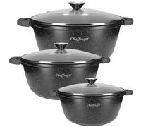 Cheffinger 3 Marmites 20 / 24 / 28 cm Noir