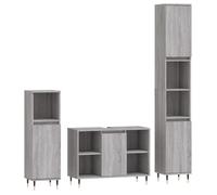 Ensemble de 3 Meubles de salle de bain - vidaXL - colonne SDB - bois d'ingénierie et fer - sonoma gris - 30 x 30 x 190 cm{gqy68o}