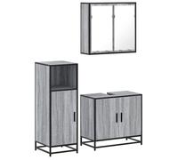 Ensemble de 3 Meubles de salle de bain - vidaXL - colonne SDB - bois d'ingénierie et métal - sonoma gris - 65 x 20 x 60 cm{rzc43h}