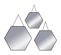 Ensemble de 3 miroirs hexa chaîne noir