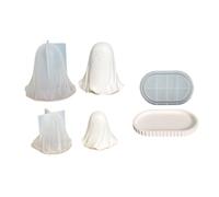 Ensemble de 3 moules à bougies figurines pour travaux manuels d ' Halloween, moule de moulage de savon en résine de silicone avec et forme et moule à plateau ovale, et ovale,