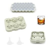 Ensemble de 3 moules à glaçons en silicone Unyqoos® avec couvercle et entonnoir – 37 alvéoles, 4 sphères, 6 formes multiples pour la fabrication de glaçons, de puddings et de gelées