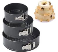Ensemble de 3 moules à ressort Ibzoa® – moules ronds et hermétiques en acier au carbone (Ø 10,2/17,8/22,9 cm), sans BPA et sans PEO, jusqu'à 230 °C, adaptés au micro-ondes, avec fermeture en acier ino
