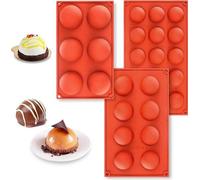 Ensemble de 3 moules en silicone en forme de demi-sphère Unyqoos® – moules flexibles pour chocolat et pâtisserie, sans BPA, résistants de -40 à 230 °C, avec 6, 8 et 15 cavités pour chocolats, mousses 