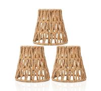Ensemble de 3 nuances de lampe à rotin imitation pour les lampes de table, 3,5 pouces supérieure 5,5 pouces inférieurs à coup de tissu tissé Clip de remplacement sur les nuances
