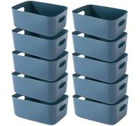 Ensemble de 3 paniers de rangement Unyqoos®, en plastique, empilables et avec des poignées – dimensions : 30×20×12 / 25×18×10 / 20×15×7 cm, coloris variés (jaune/abricot/orange/vert) pour salle de bai