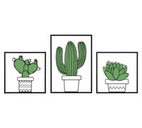 ENSEMBLE DE PANNEAUX MURAUX CACTUS 3PCS 33X1,3X46,5-33X1,3X33