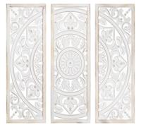 Ensemble de 3 panneaux rectangulaires en bois, ajourés, de couleur blanche/naturelle, dimensions 90x2x90 cm