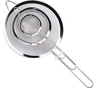 Ensemble de 3 passoirs en acier inoxydable Unyqoos® – passoirs de cuisine fins, de diamètre 7/12/18 cm, avec longues poignées et bords plats, maille fine idéale pour la farine, le riz, les pâtes et le