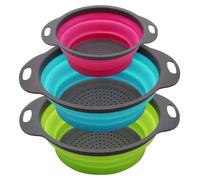 Ensemble de 3 passoirs pliables en silicone, pour les pâtes et les légumes