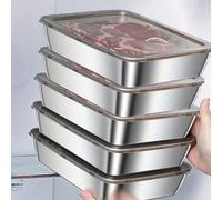 Ensemble de 3 pièces/5 pièces de boîtes à lunch en acier inoxydable avec couvercles, contenants de stockage de nourriture, réutilisables et empilables, hermétiques, convenant pour les voyages et le bu