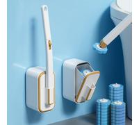 Ensemble de 3 pièces de brosses de nettoyage de toilette avec têtes de brosse remplaçables, parfumées, comprenant un support de rangement décoratif à bordure dorée, convient pour la salle de bain, la 
