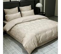 Ensemble de 3 pièces de housse de couette en jacquard diagonal champagne (1 housse de couette + 2 taies d'oreiller, insert de couette et insert d'oreiller non inclus), style de chambre de princesse fé