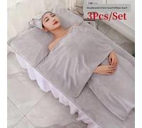 Ensemble de 3 pièces Kit de serviettes absorbantes de thérapie de massage de salon de beauté avec foulard de tête, foulard de poitrine, foulard d'oreiller pour spa et relaxation rose,Blanc,gris clair,