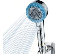 Ensemble de 3 pièces : Pomme de douche à main de haute qualité en ABS avec 4 réglages, tuyau en acier inoxydable de 1,5 m, support mural en ABS, accessoires de salle de bain sans perçage, outils de sa