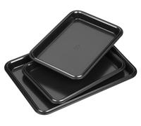 Ensemble de 3 plaques de cuisson en acier au carbone avec revêtement antiadhésif, dimensions : 34,5 x 24,3 cm et 2 plaques de 25 x 18 cm
