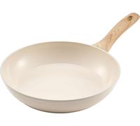 Ensemble de 3 poêles à frire en aluminium 200, 240 et 280 mm avec manche, couleur beige patiné