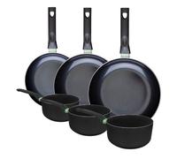 Ensemble de 3 poêles de 24, 28 et 30 cm et 3 casseroles 16, 18 et 20 cm Fackelmann Brandao