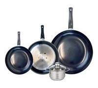 Ensemble de 3 Poêles de cuisson 20, 24 et 32 cm et 1 faitout 12 cm Elo Prima Brillant Noir