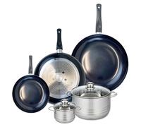 Ensemble de 3 Poêles de cuisson 20, 28 et 32 cm et 2 faitouts 12 et 20 cm Elo Prima Brillant